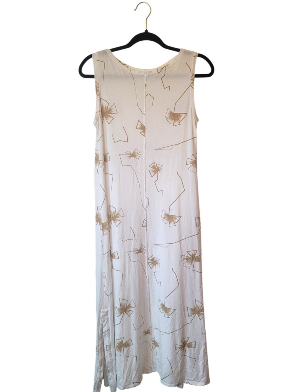 Matthildur Sleeveless Cream Floral-Print Pima Cotton Maxi Dress Size M